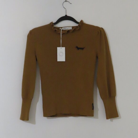 NWT Sproet and Sprout Mustard/Tan Ruffled Turtleneck - Picture 2 of 4